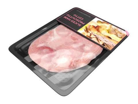 Ham Prosciutto Cotto sliced in packaging 3D Model