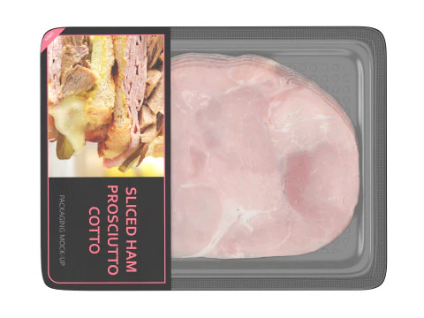 Ham Prosciutto Cotto sliced in packaging 3D Model