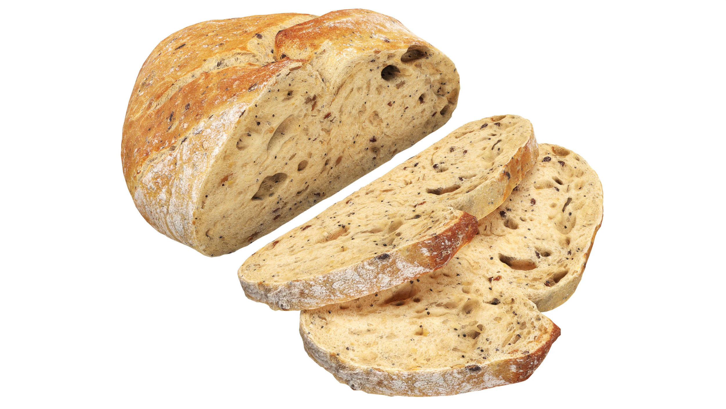Loaf of artisanal white bread cutted 3D Model .c4d .max .obj .3ds .fbx .stl .blend 