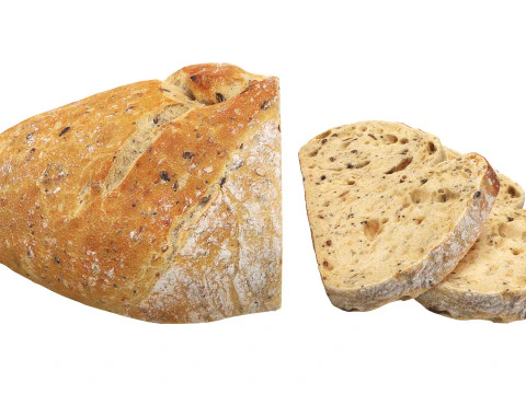 Loaf of artisanal white bread cutted 3D Model