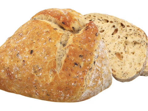 Loaf of artisanal white bread cutted 3D Model
