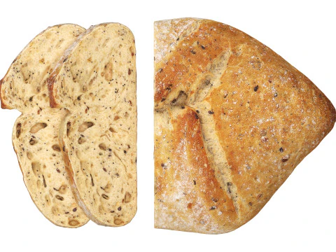 Loaf of artisanal white bread cutted 3D Model