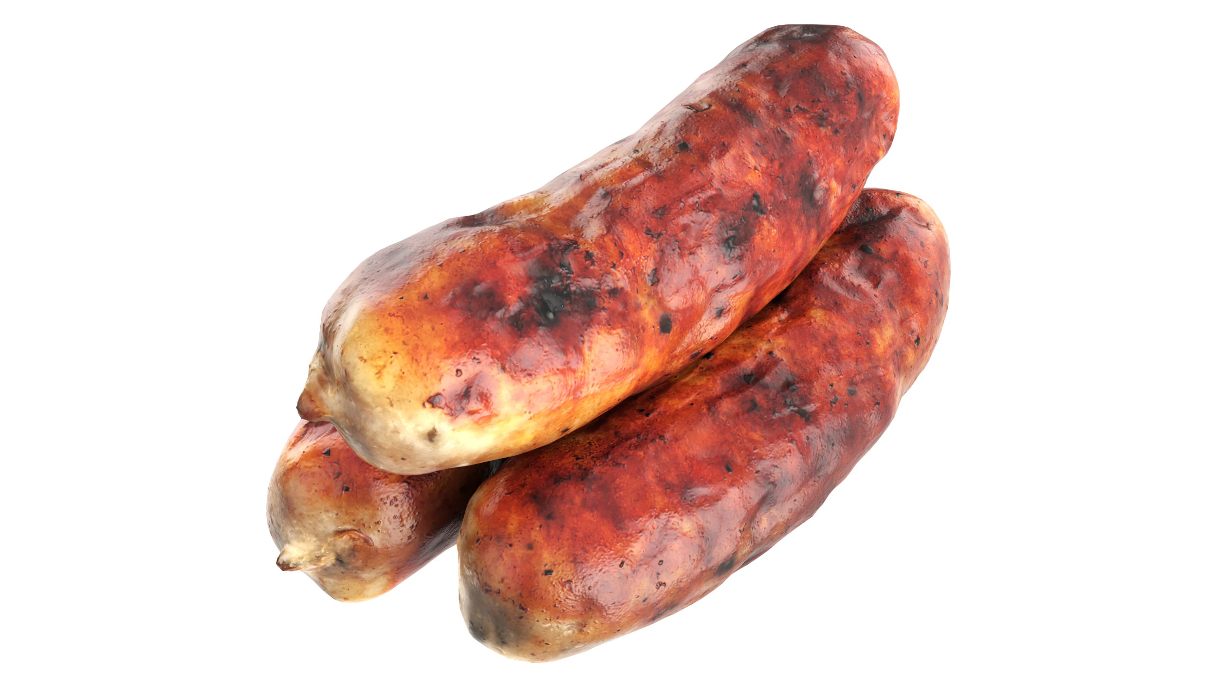 Pork sausage roasted 3D Model .c4d .max .obj .3ds .fbx .stl .blend 