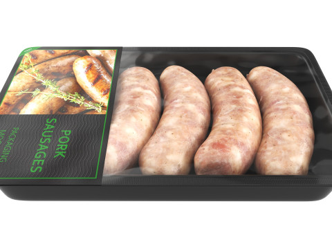Pork sausages raw in packaging 3Dモデル