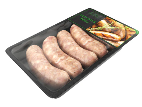 Pork sausages raw in packaging 3D Model