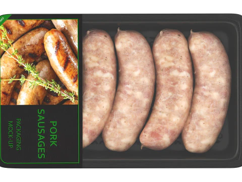 Pork sausages raw in packaging 3D Model