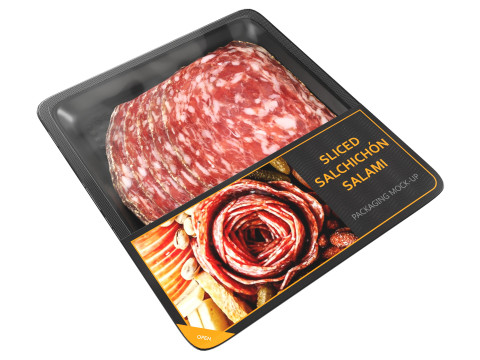 Salami Salchichon sliced in packaging Model 3D