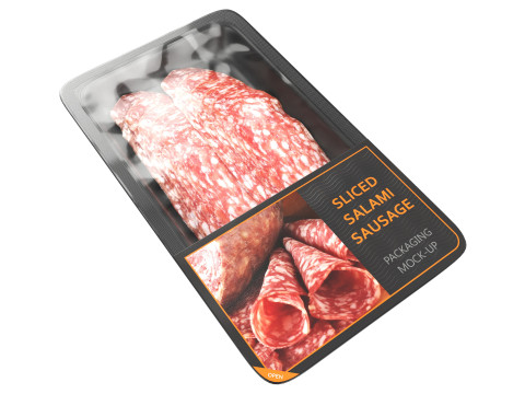 Salami sausage sliced in packaging Model 3D