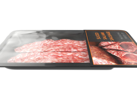Salami sausage sliced in packaging Modello 3D