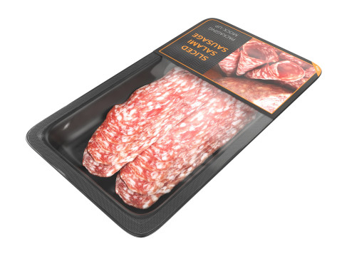Salami sausage sliced in packaging Modello 3D