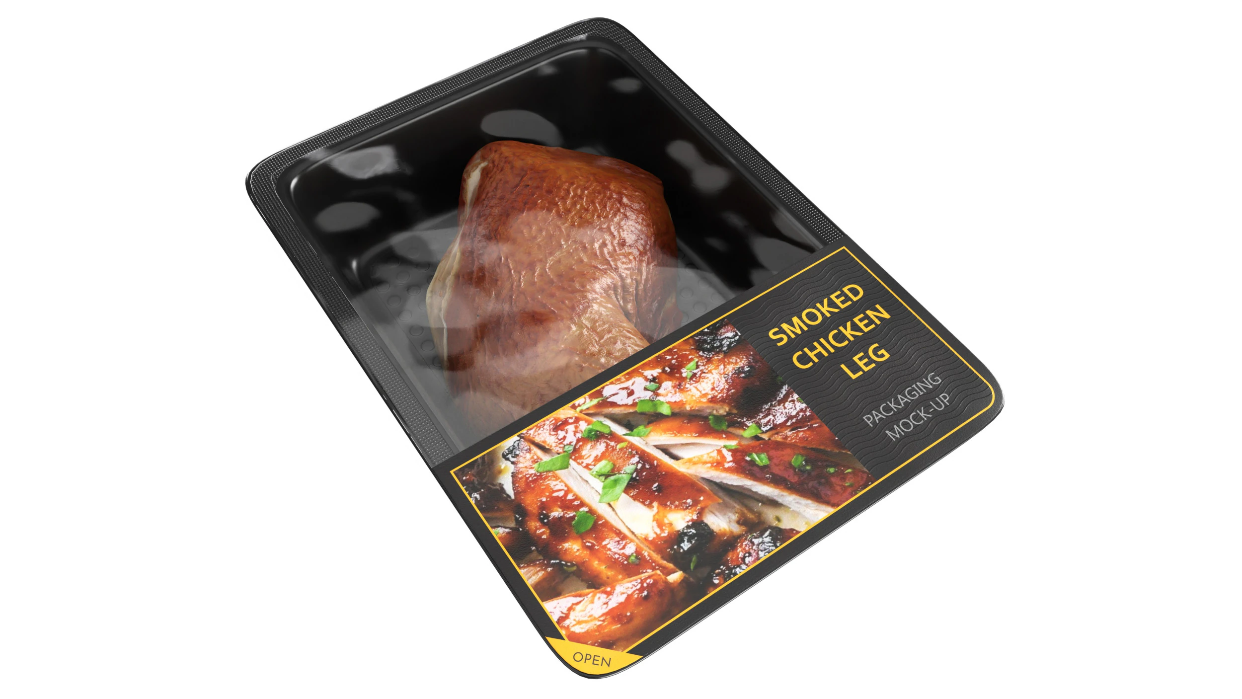 Smoked chicken leg in packaging 3D Model .c4d .max .obj .3ds .fbx .stl .blend 