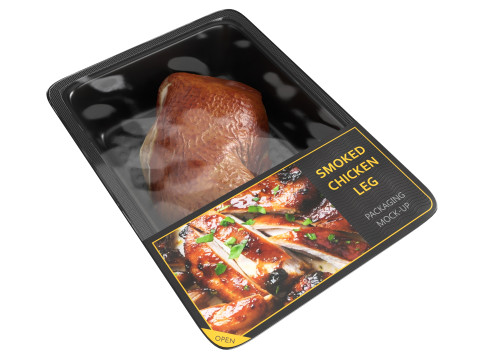 Smoked chicken leg in packaging Model 3D