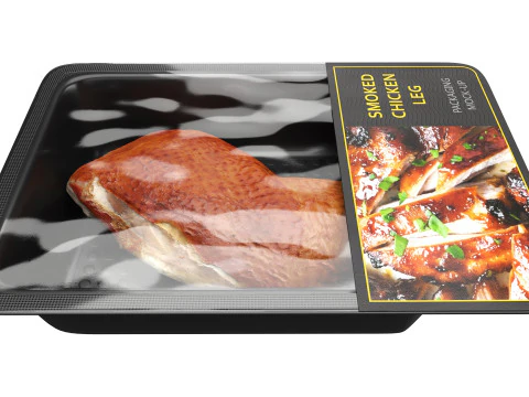Smoked chicken leg in packaging 3D Model