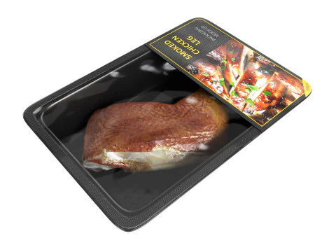 Smoked chicken leg in packaging 3D Model