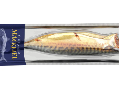 Gerookte makreel in verpakking 3D Model