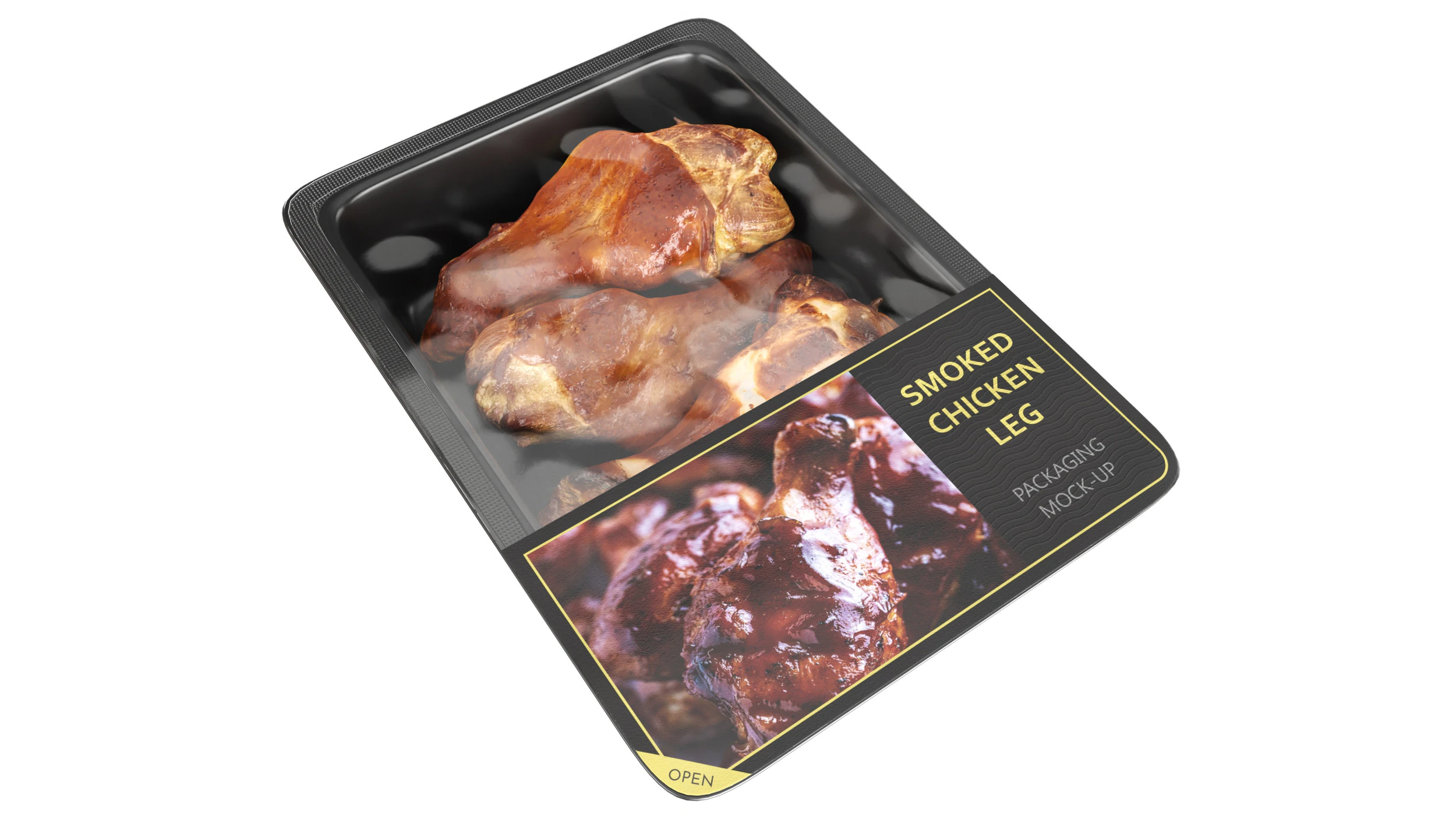 Smoked small chicken leg in packaging 01 3D Model .c4d .max .obj .3ds .fbx .stl .blend 