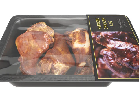 Smoked small chicken leg in packaging 01 3D Model