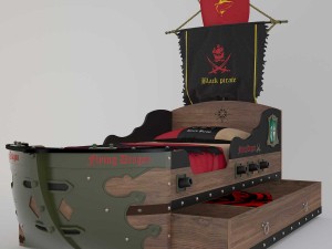black pirate - kids bed 3D Model