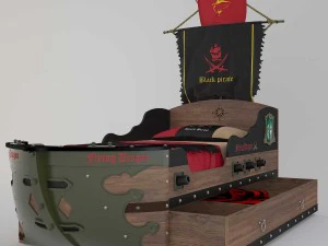 黒い海賊 - 子供用ベッド 3Dモデル