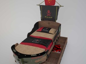 black pirate - kids bed Modello 3D