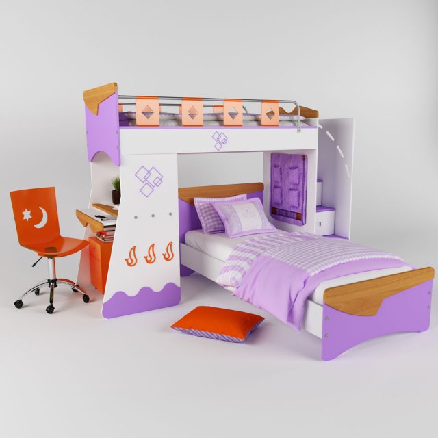 tonyx-bunkbed for kids 3D 模型 .c4d .max .obj .3ds .fbx .stl .blend 