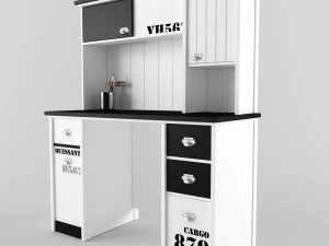 879-डेस्क और किताबों की अलमारी 3D मॉडल