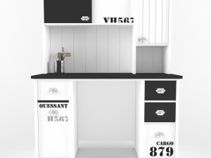 879-desk and bookcase 3D Модель