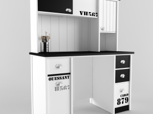 879-desk and bookcase 3D Модель