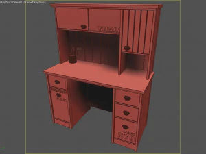 879-desk and bookcase 3D Model