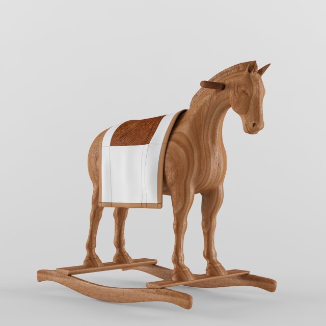 wooden toys rocking horse 3D Model .c4d .max .obj .3ds .fbx .stl .blend 
