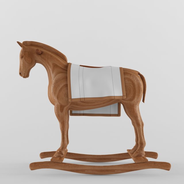wooden toys rocking horse 3D in 3DExport