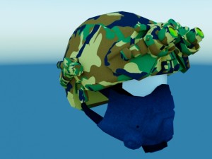 combat helmet with night vision goggles 3D Model