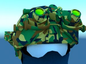 combat helmet with night vision goggles 3D Model