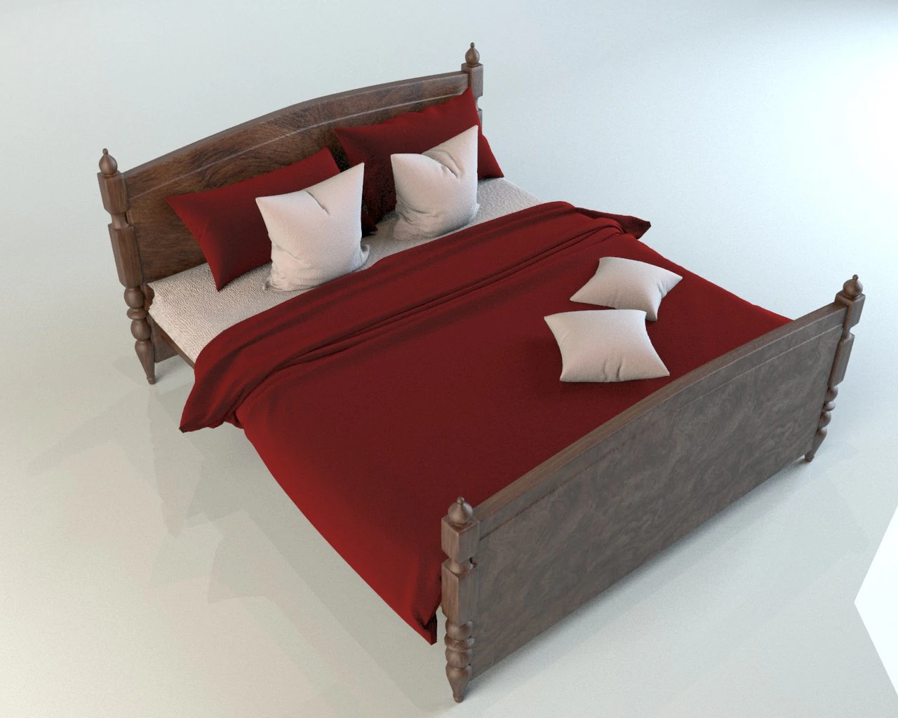 bed with linen 3D Model .c4d .max .obj .3ds .fbx .stl .blend 