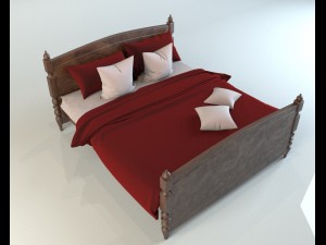 bed with linen 3Dモデル