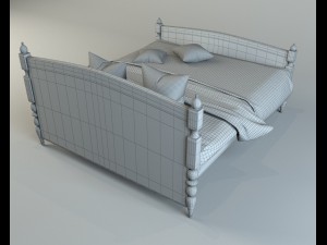 bed with linen 3D 模型