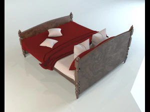 bed with linen 3D Model