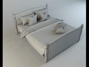 bed with linen 3D 模型