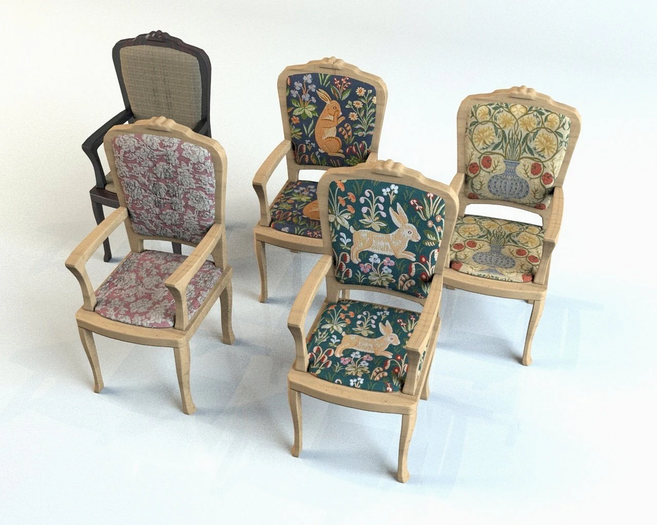 chair set 3D Model .c4d .max .obj .3ds .fbx .stl .blend 