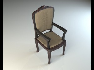 wooden chair with upholstery 3Dモデル