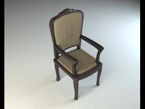 실내 장식이 있는 나무 의자 3D 모델