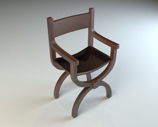 wooden chair with leather seat Modelo 3D .c4d .max .obj .3ds .fbx .stl .blend 