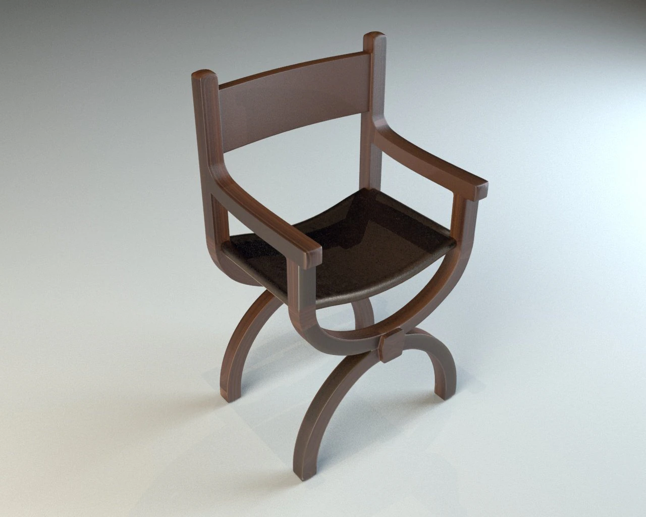 wooden chair with leather seat 3D Model .c4d .max .obj .3ds .fbx .stl .blend 