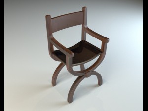 wooden chair with leather seat 3D Model