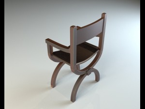 wooden chair with leather seat Modelo 3D