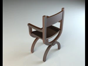 wooden chair with leather seat 3D Model