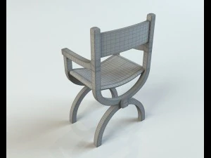 wooden chair with leather seat 3D Model