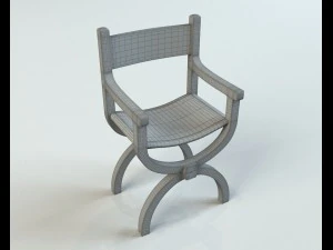 wooden chair with leather seat 3D Model