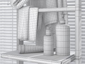 shelves for bathroom woodenter with bathrobe 3Dモデル