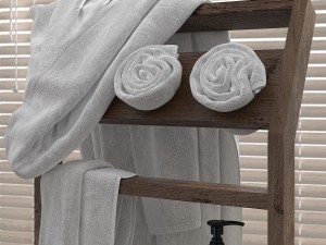 shelves for bathroom woodenter with bathrobe 3Dモデル